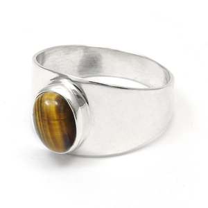 Premium Quality Genuine Oval Shaped Bezel Setting <b>Tiger</b>-<b>Eye</b> Gemstone <b>Ring</b> Bahamian Style Fine Quality Unisex Design <b>Ring</b> - Product Image 3