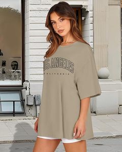 T-shirt décontracté pour femme, coupe ample, col en V, manches courtes, en jersey de coton écologique, séchage rapide, coupe classique, printemps-été - Product Image 3