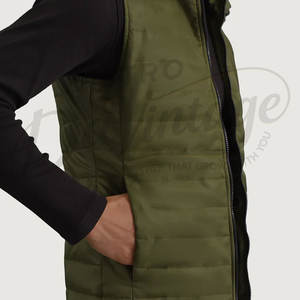Chaleco Acolchado con Capucha Color Verde Oliva para Hombre, Chaleco Acolchado Cálido de Invierno, Chaqueta sin Mangas Impermeable para Hombre - Product Image 6