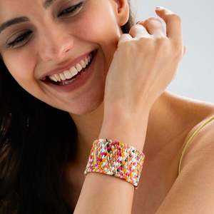 Bracelet manchette à la mode PRAO Design en raphia multicolore élégant et élégant - Product Image 6