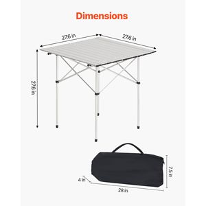 Tavolo da Campeggio Pieghevole Portatile in Alluminio, Tavolini Laterali Arrotolabili per Picnic, Leggero e Compatto con Borsa per Spiaggia e Attività all'Aperto - Product Image 4