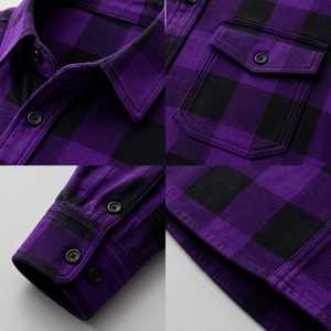 Men's Long Sleeve Plaid Flannel Shirt Regular Fit Casual 100% Cotton Winter Full Sleeve <b>Button</b> Collar Woven Heat-Transfer - Product Image 4