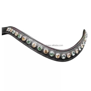 Banda de cuero de canal vacío para cejas de caballo, con perlas de diseño decorativo multicolor y cadena de cristal - Product Image 2