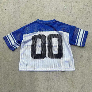 American Football Jersey Custom OEM Manufactures Streetwear Polyester Vintage Sports Man Boxy Soccer T-Shirt Retro <b>Mesh</b> - Product Image 5