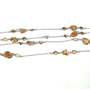 Collier en pierre brute de citrine naturelle, argent sterling 925, long, fait main, style bohème, pour femmes et unisexe - Product Image 5