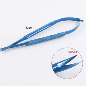 Ciseaux microscopiques courbés Vannas 12 cm en titane, instrument chirurgical ophtalmique, poignée à ressort, outil oculaire CE OEM - Product Image 1