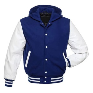 Blouson universitaire tendance en polaire noire de haute qualité avec manches en cuir rouge, broderie personnalisée sur le devant, faible MOQ, hiver - Product Image 4