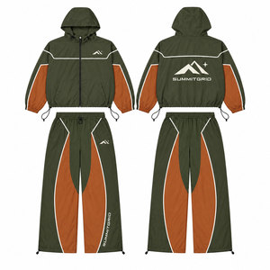 Chaqueta Cortavientos con Capucha y Pantalones Holgados de Nylon para Hombre, Venta al por Mayor OEM ODM, Ropa Urbana con Logotipo Personalizado - Product Image 4