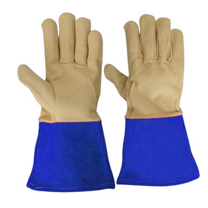 Gants de soudage TIG robustes en cuir de chèvre et de vache, résistants à l'abrasion et aux coupures, pour la protection des mains en construction - Product Image 4