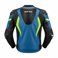 Jaket Kulit Tim Balap Profesional dengan Patch & Warna Sponsor Kustom