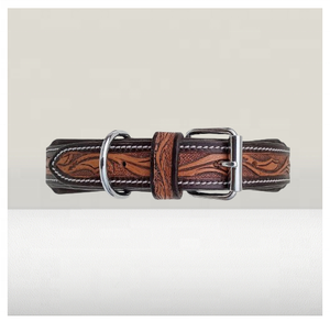 Direct Manufacturer's Personalized Eco-Friendly Lace Solid Floral Geometrical Pattern Black Leather Pet Collar <b>Leash</b> <b>Harnesses</b> - Product Image 3