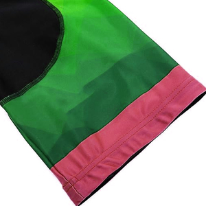 Ensemble de maillot de cyclisme pour hommes, vêtements de vélo à manches courtes, vert rose jaune, motif géométrique, vêtements de cyclisme respirants en Polyester - Product Image 3