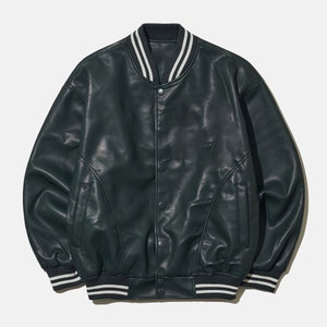 Vestes de sport personnalisées de luxe noires pour hommes, manches en cuir véritable, style Letterman, prix avantageux, en vente. - Product Image 1