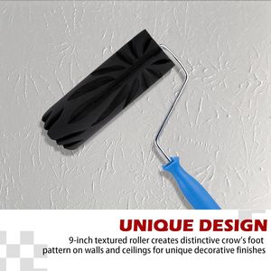 Rullo per texture in cartongesso da 9 pollici con motivo a zampa di gallina per ritocchi decorativi su pareti e soffitti - Product Image 4