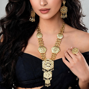 Wholesale 14K18K24K Gold Plated Traditional Dubai Style Long Jewelry Set Middle East Gold Fashion Set Bridal Turkish Design Set - Product Image 2