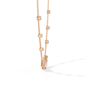 Collar con Cinco Diamantes Cultivados en Laboratorio con Corte Esmeralda, Oro Rosa de 10K, 14K, 18K, Detalles de Diamantes Redondos en una Cadena Delicada, Joyería de Diamantes - Product Image 3
