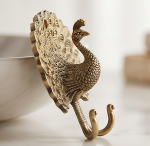Handmade Metal Peacock Wall <b>Hook</b> Vintage Animal Design Single <b>Hook</b> For Home Decor Heritage Wall Accent - Product Image 1
