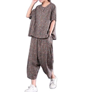 New trending Women <b>Linen</b> <b>set</b> Fashion <b>linen</b> pants women 100% <b>linen</b> wide leg Loose <b>trousers</b> bohemia pants <b>and</b> <b>top</b> - Product Image 1