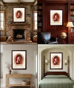 Framed <b>Wooden</b> Horse Head Wall Decor With Horseshoe Design Good Luck Banner <b>Rustic</b> Style For Living Room - Product Image 2