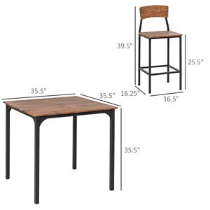 Set da Pranzo Moderno in Noce a 5 Pezzi con 4 Sedie, Altezza Bancone - Product Image 3