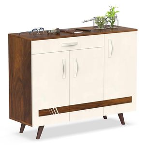 Mueble zapatero de madera de ingeniería de doble tono con 3 puertas y cajón, organizador de calzado que puede almacenar hasta 16 pares. - Product Image 4