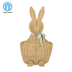 Cesta de Almacenamiento de Mimbre Hecha a Mano con Forma de Conejo, Cesta Decorativa para Juguetes, Organizador para Cuarto de Niños, Fabricante Mayorista - Product Image 3