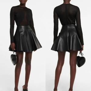 Jupes en cuir pour femmes OEM, tendance 2026, design streetwear, jupes en cuir sexy - Product Image 4