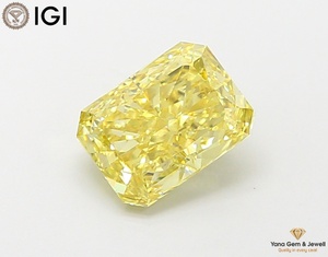 Diamant de laboratoire cultivé CVD de couleur jaune vif fantaisie, clarté VS2, avec certificat IGI, taille Radiant de 1,50 CARAT pour bague de luxe - Product Image 1