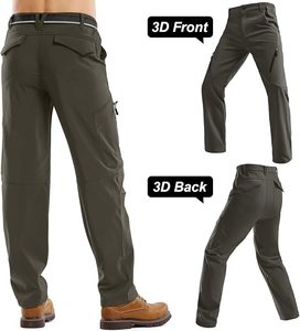 Pantalones Cargo Color Oliva para Hombre con Bolsillos con Cierre, Cintura con Cinturón, Tejido Transpirable de Poliéster para Actividades al Aire Libre - Product Image 2