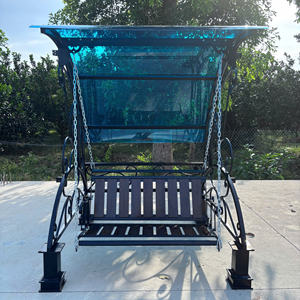 Stylish Modern 3-Person Outdoor <b>Swing</b> Set Featuring Durable Iron <b>Frame</b> Heavy Metal Stand and Sunshade Canopy <b>for</b> Courtyard Use - Product Image 5