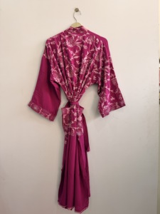 Vintage Crepe Silk Kimono <b>Robe</b> Long Bohemian Duster Handmade Cover Up - Product Image 5
