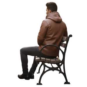 Sweat-shirt à capuche en cuir PU marron pour homme, écologique, hiver, cordon de serrage, poche kangourou, veste décontractée - Product Image 3