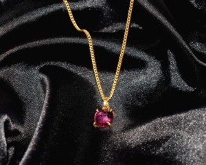Handcrafted 925 Sterling <b>Silver</b> 18K Gold Plated Ruby Quartz Cushion Cut Solitaire Gemstone IGI Certified Gift Pendant Necklace - Product Image 5