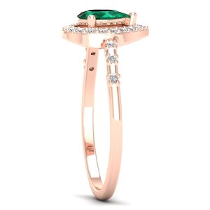 Anillos de compromiso de plata de ley 925 con moissanita para mujer, corte pera, 0.5 ct, con gema esmeralda, precio de fábrica REYES al por mayor - Product Image 3