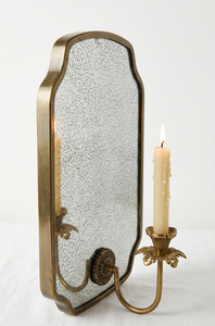 Brass <b>Wall</b> <b>Sconce</b> with Dual Candle Holders Vintage Style Mirror Frame Home Decor - Product Image 2