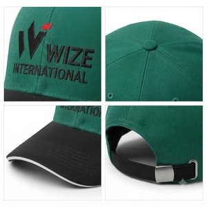 Casquette de baseball WIZE INTERNATIONAL verte et noire avec logo brodé, 6 panneaux, unisexe, décontractée, ajustement réglable - Product Image 5