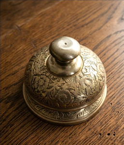 <b>Brass</b> Floral Service <b>Bell</b> Vintage Embossed Press <b>Bell</b> Decorative Reception Counter <b>Bell</b> for Hotel Restaurant Office and Home - Product Image 5
