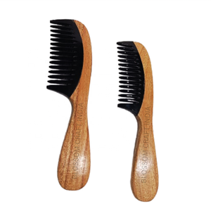 Peine de pelo de cuerno de búfalo auténtico, dientes anchos, agarre largo, acabado liso, cuerno de buey natural, mango de madera a precios asequibles - Product Image 1