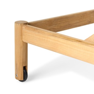 Tumbona de teca maciza para exteriores con ruedas y cojín – Cama de día ajustable para piscina, patio, hotel, resort, villa - Product Image 5