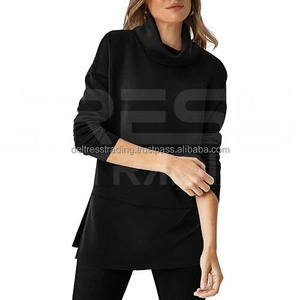 Sweat-shirts pour femmes à manches longues, couleurs personnalisées, col roulé, de haute qualité, tendance hivernale, doublés, anti-rides, tissés - Product Image 1