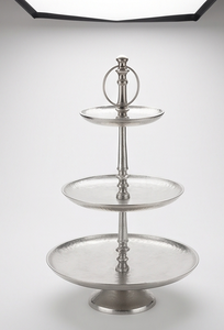 Wholesale Elegant Silver Finish Three <b>Tier</b> <b>Cake</b> <b>Stand</b> Round Metal Dessert Fruit Display <b>Stand</b> Event Table Centerpiece - Product Image 3