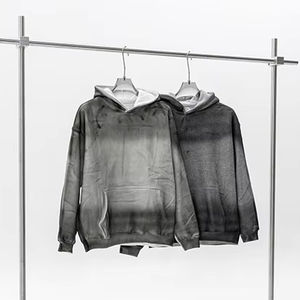 Sweat à capuche vintage pour homme, 100% coton, épais, style streetwear, coupe oversize, délavé à l'acide, épaules tombantes, vierge - Product Image 3