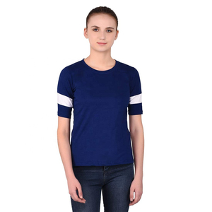 T-shirt col rond pour femme en jersey de coton doux et léger à manches courtes, haut décontracté d'été personnalisable en gros - Product Image 1