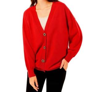 Cardigan décontracté pour homme en laine/nylon tricoté, respirant, col en V ample, couleur unie, broderie, poignets et ourlet côtelés, collection automne - Product Image 1