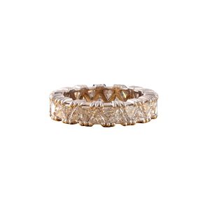 Anillo de Eternidad con Diamante Cultivado en Laboratorio de Corte Trillón de 3.48 CT, Oro Amarillo y Blanco de 14K, Anillo de Boda para Compromiso o Regalo - Product Image 1