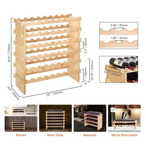 Portabottiglie Modulare Impilabile a 6 Ripiani in Legno di Bambù Massiccio per 48 Bottiglie, Espositore Autoportante per Vini - Product Image 6