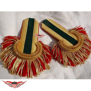 KEW Vintage Eco-Friendly Gold <b>Braided</b> Shoulder Epaulettes Red Fringe Customizable Luxury Fabric Decorative Garment <b>Accessory</b> - Product Image 1