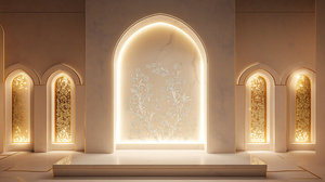 Pared Qibla de mármol de lujo, arte en piedra hecho a mano, diseño moderno - Product Image 2