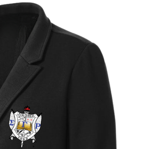 Black <b>Women's</b> Tailored Blazer with Embroidered Greek Crest <b>Single</b> <b>Breasted</b> Formal Jacket Elegant Business Suit <b>Coat</b> - Product Image 4