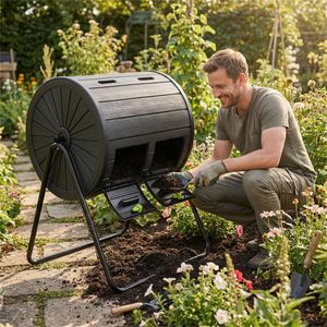 Compostiera a Doppia Camera da 37,5 Galloni, Rotante a 360 Gradi, con Lame Agitatrici e Aeratori per Compost Nero - Product Image 2
